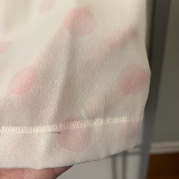 Christian Dior Vintage 6P (Fits like 0) Pleated Skirt Pink Polka Dots XS Ivory - Picture 12 of 16